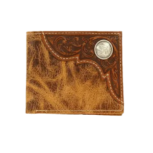 Ariat Distressed Brown Tooled Overlay Bi-Fold Wallet