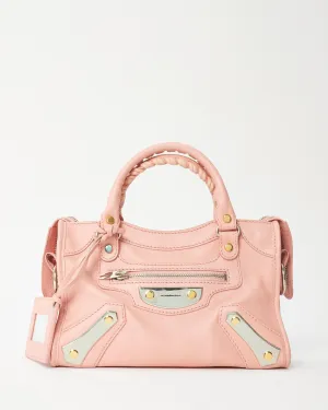 Balenciaga Pink Leather Dual Tone Hardware Mini City Bag