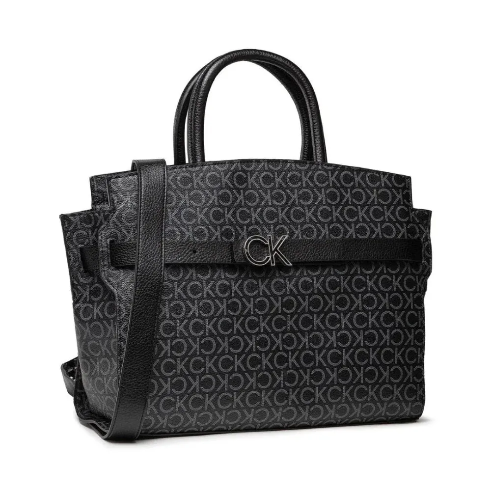 Calvin Klein Re-Lock Tote W-Belt Mono Handbag K60K608874-BLK