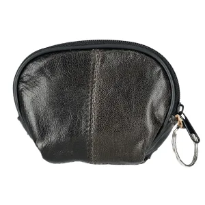 CTM® Leather Compact Zipper Coin Pouch Wallet