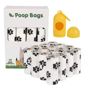 Dog Paw Pattern Eco-Friendly Leak Proof Dog Poop Bags with Dispenser