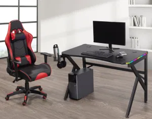 Gaming Desk & Chair Set, Red/Black