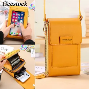 Geestock Women&#39;s Bag Soft Leather Wallets Touch Screen Cell Phone Purse Bags of Strap Handbag Female Crossbody Shoulder Bag