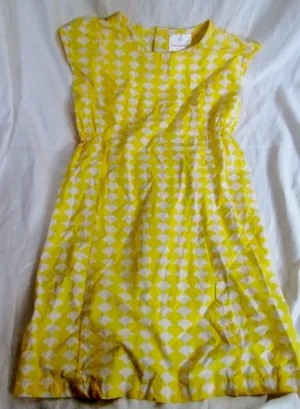 Girls HANNA ANDERSSON Dress YELLOW WHITE DIAMOND 130 8 Geometric Kids