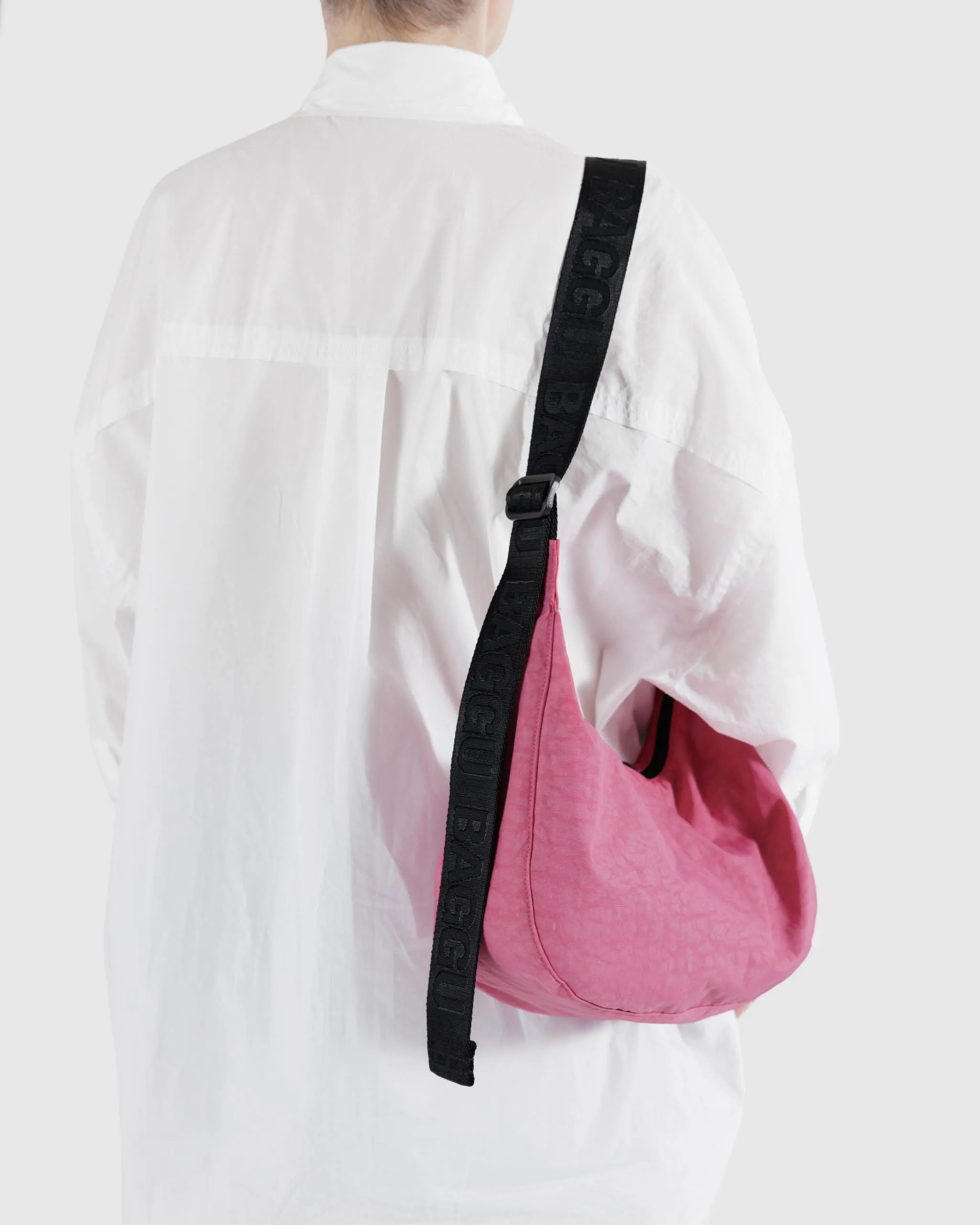 Medium Nylon Crescent Bag - Azalea Pink