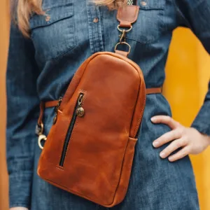 Sling Crossbody Backpack in Cognac