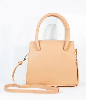 Tan Leatherette Square Handbag