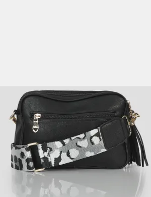 The Casey Black Animal Print Strap Zip Up Crossbody Bag