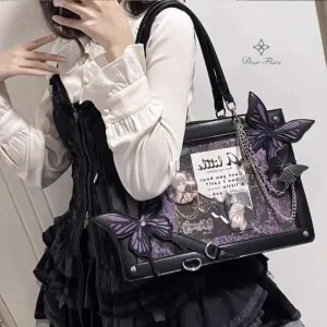 Y2K Chain Labyrinth Gothic Letter Butterfly Spider Web Transparent Bag